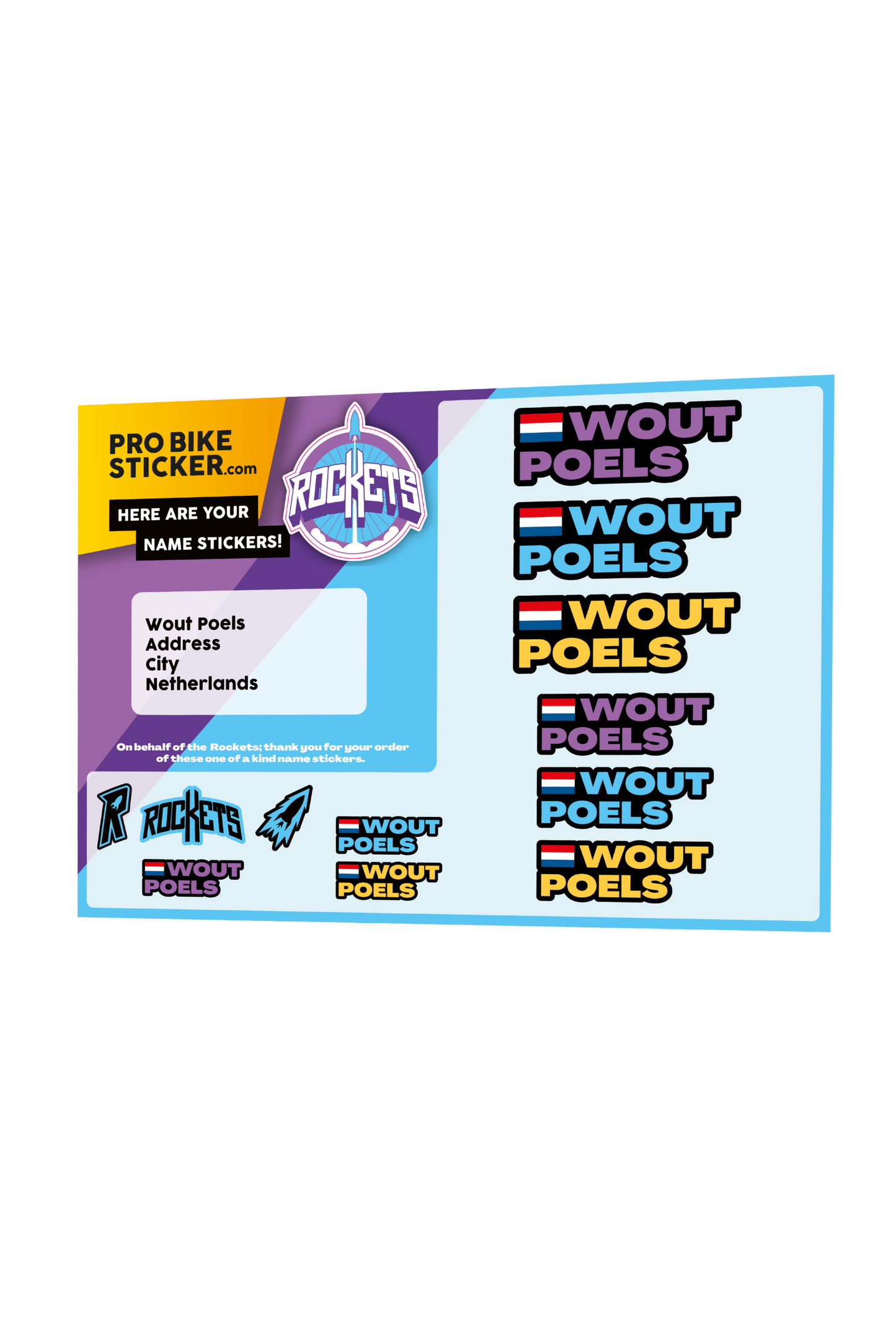 Rockets Name Stickers